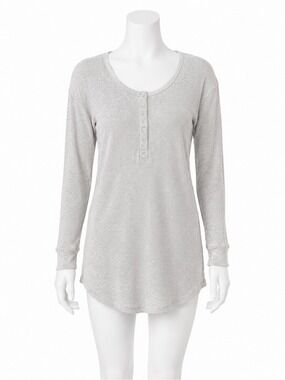 Aritzia TNA Los Santos Waffle Thermal Henley Long-Sleeve Dress – Size M